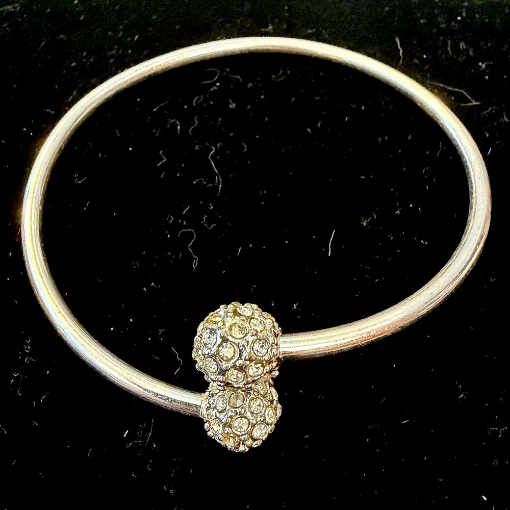 Crystal Pave Rhinestone Ball Cuff silver Bracelet - Picture 5 of 5